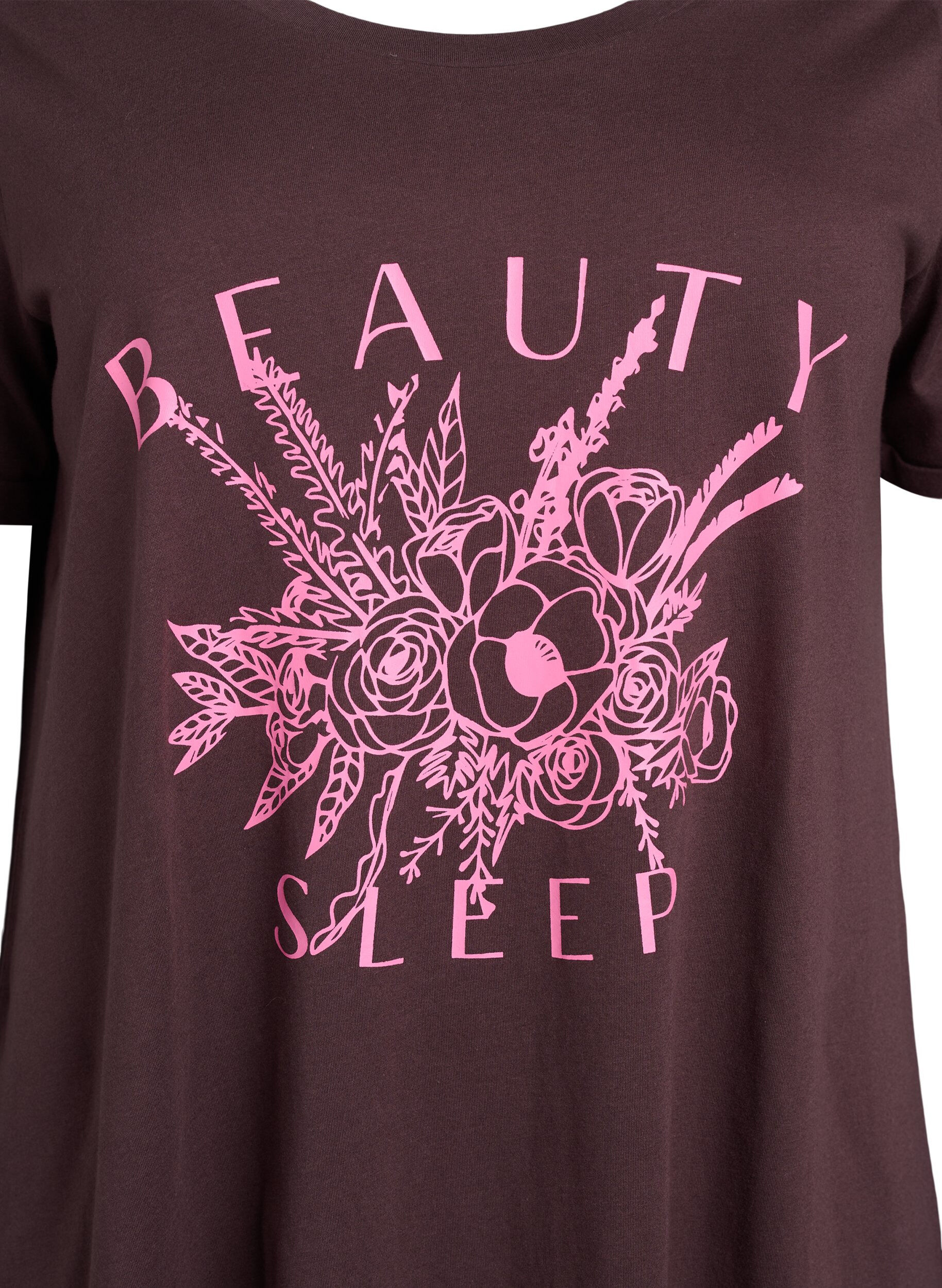 Zizzifashion Short-sleeved nightgown in organic cotton, Brown, Packshot image number 2