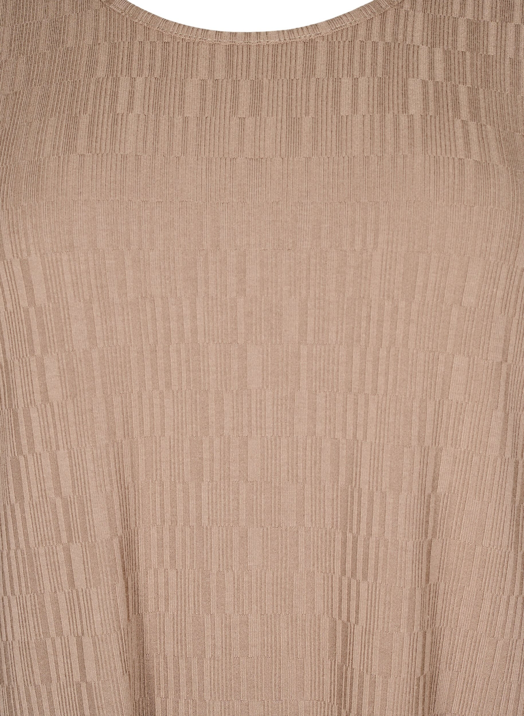 Zizzifashion Dress with texture and 3/4 sleeves, Brown, Packshot image number 2