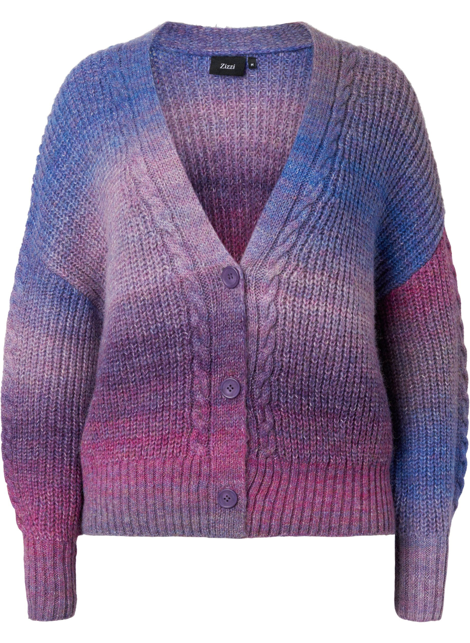 Zizzifashion Melange knit cardigan with buttons, Pansy Mel. Comb, Packshot image number 0