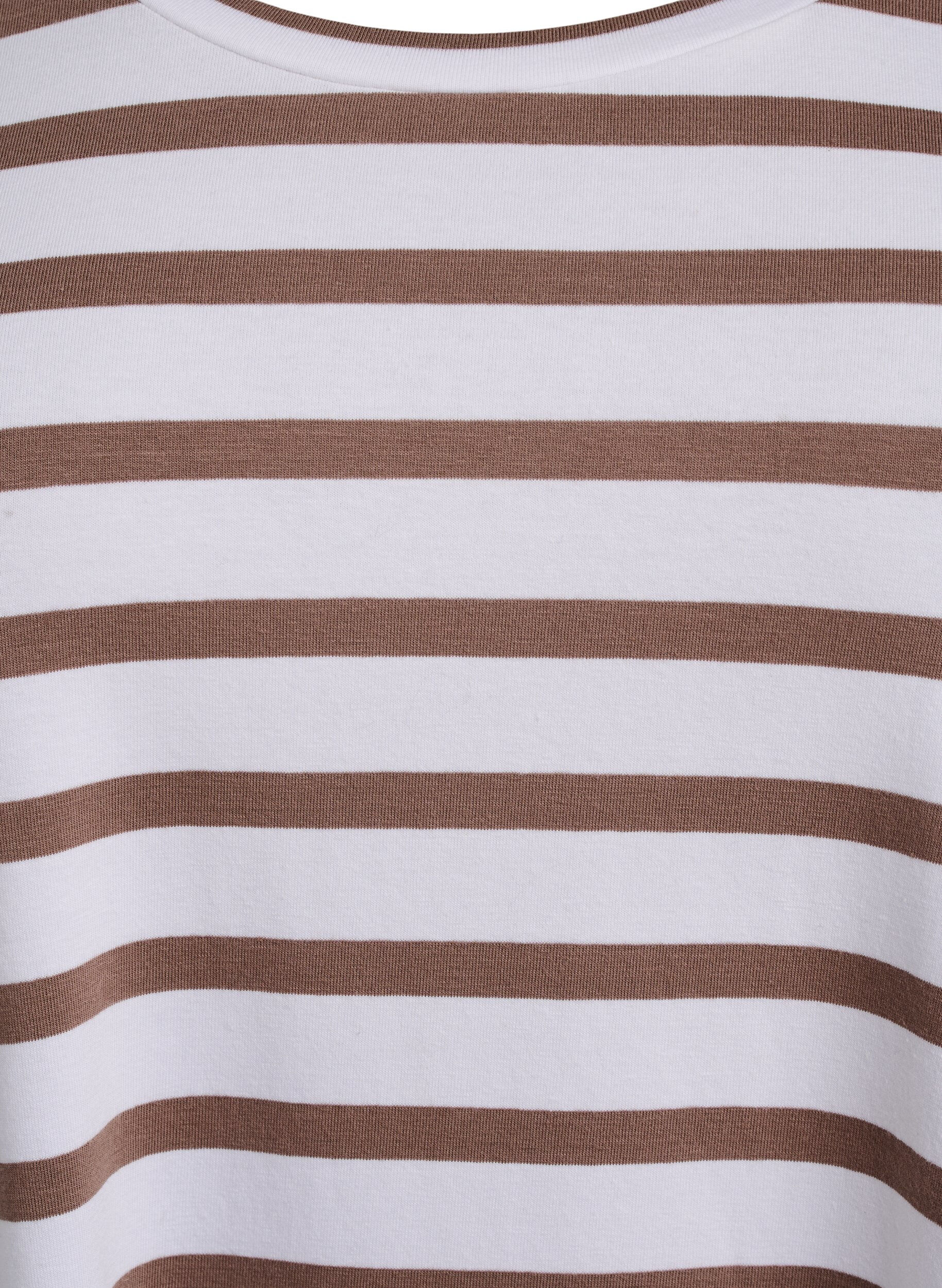 Zizzifashion Striped jersey dress with short sleeves, White, Packshot image number 2