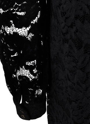 Long-sleeved lace dress with a round neck, Black, Packshot image number 3