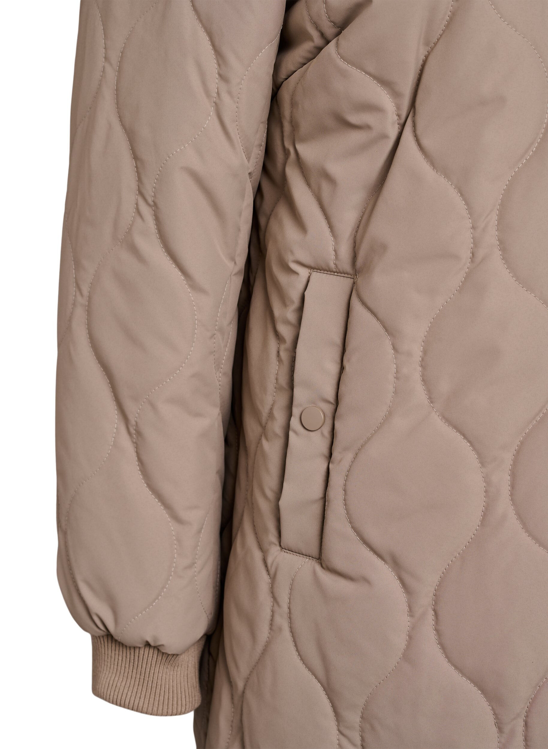Zizzifashion Mid-length quilted jacket with a hood, Brown, Packshot image number 3