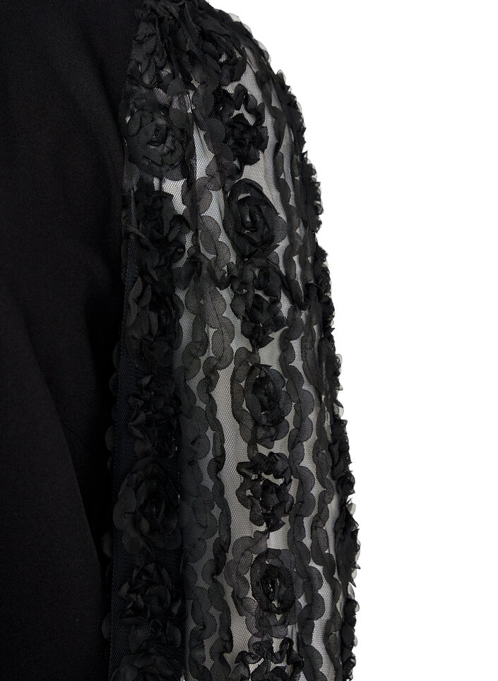 Blouse with 3D flowers, Black, Packshot image number 2