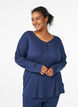 Ribbed night top with long sleeves and buttons, Blue, Model image number 0