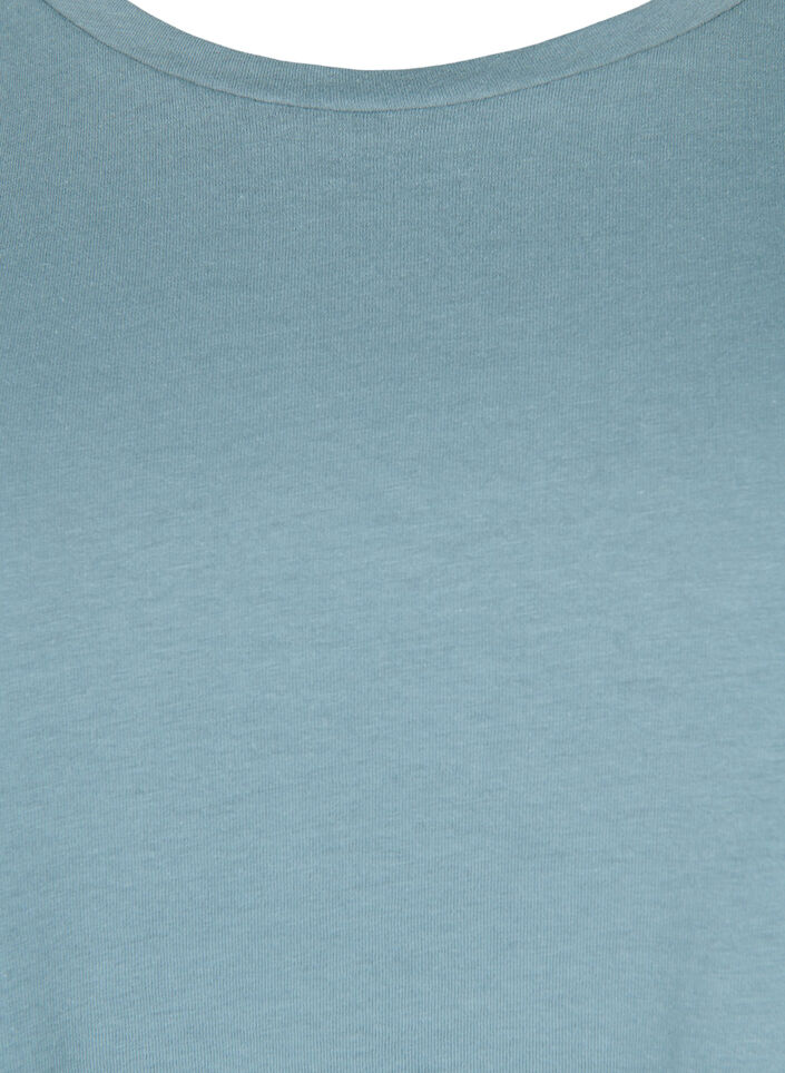 Short sleeved cotton blend t-shirt, Blue, Packshot image number 2