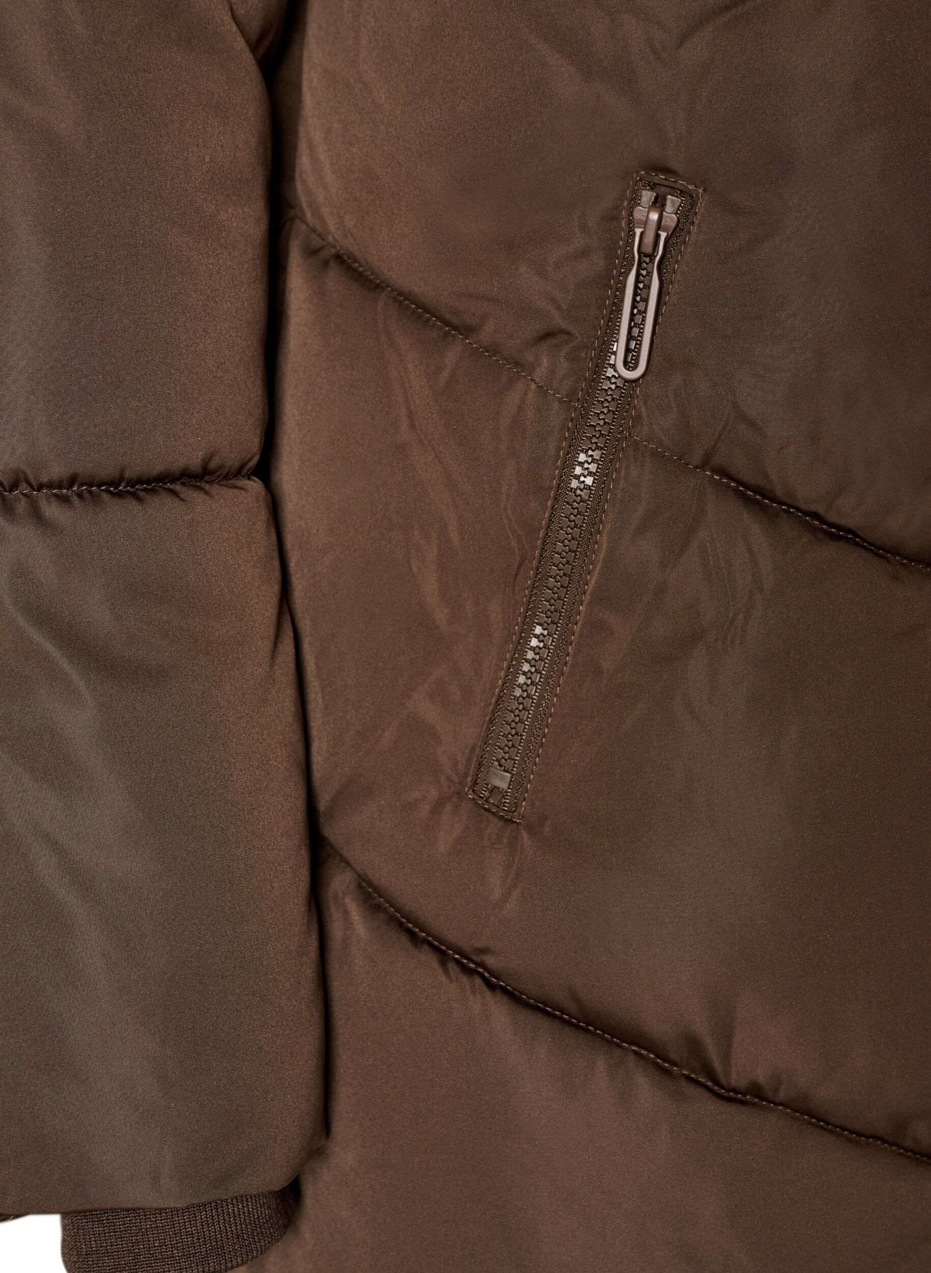 ZizzifashionLong puffer coat with hood and pockets, Brown, Packshot image number 3