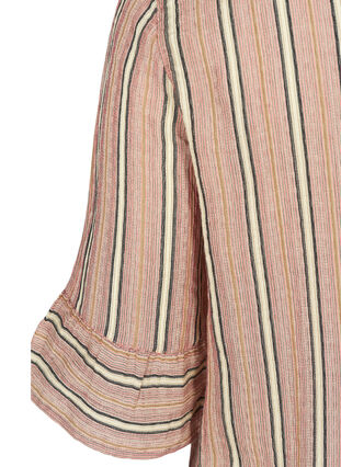 Striped blouse with 3/4 length sleeves and smocking, Rose Smoke stripe, Packshot image number 3