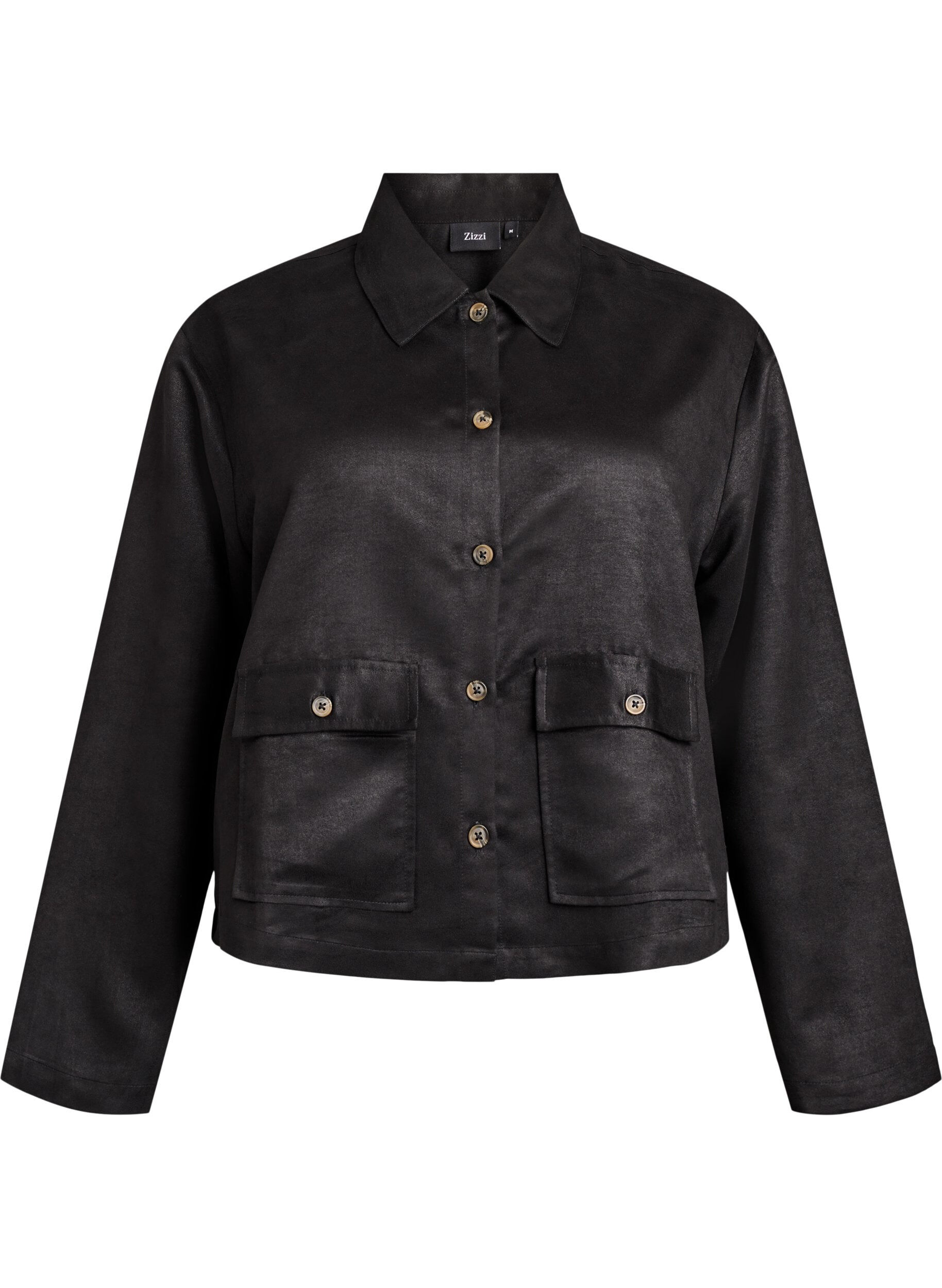 Short faux suede jacket with pockets