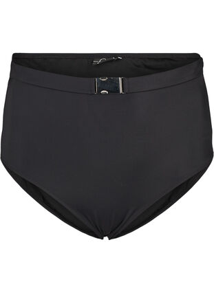 High waisted bikini bottoms with a buckle, Black, Packshot image number 0